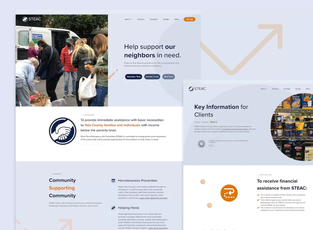 mockup of a client website design