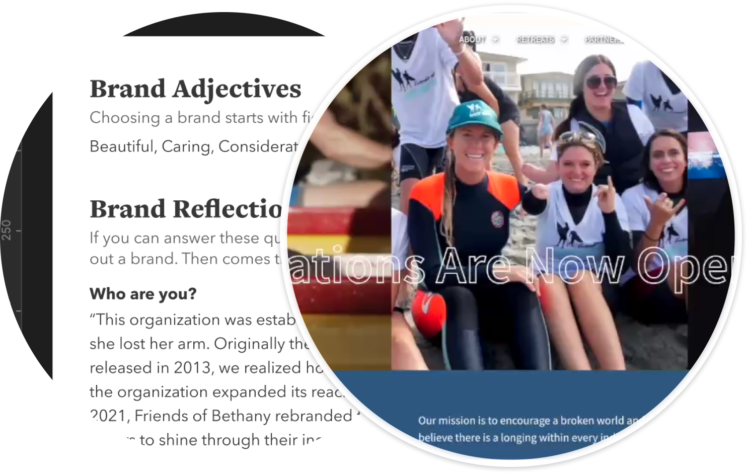 screenshot of brand discovery sheet including brand adjectives which is then used in the website design