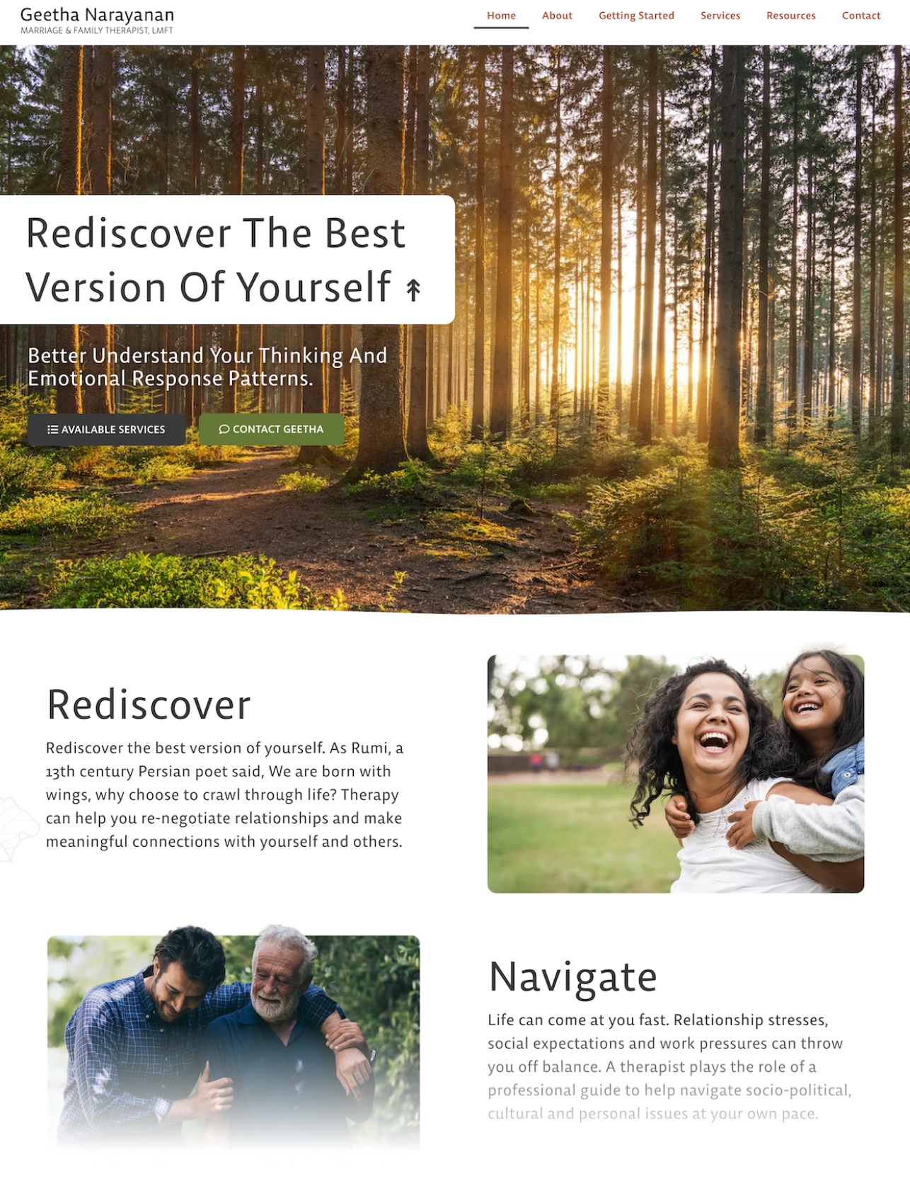 Screenshot of Website Design from San Jose Client