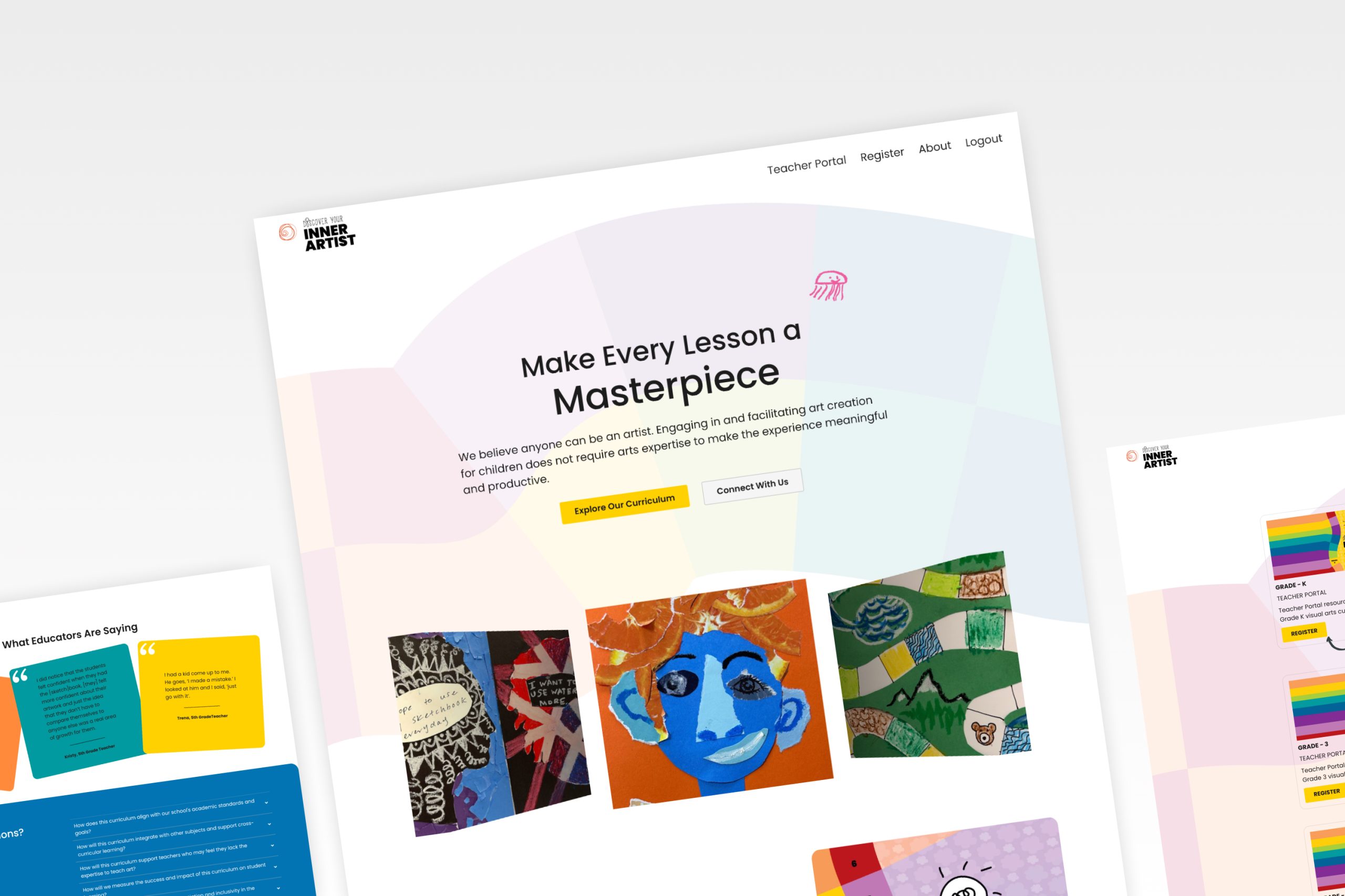 Web design mockup screens